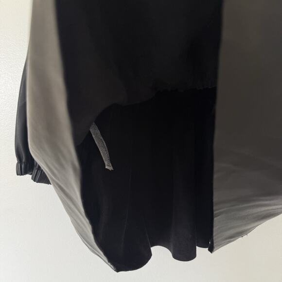 ZARA Ruffled Tiered Faux Leather Babydoll 3/4 Puff Sleeve Top Black Size Medium - Picture 6 of 8